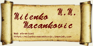 Milenko Macanković vizit kartica
